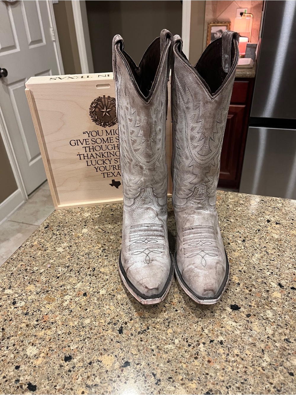 Ladies Rockem waxed Leather Cowboy Boots Size 7M